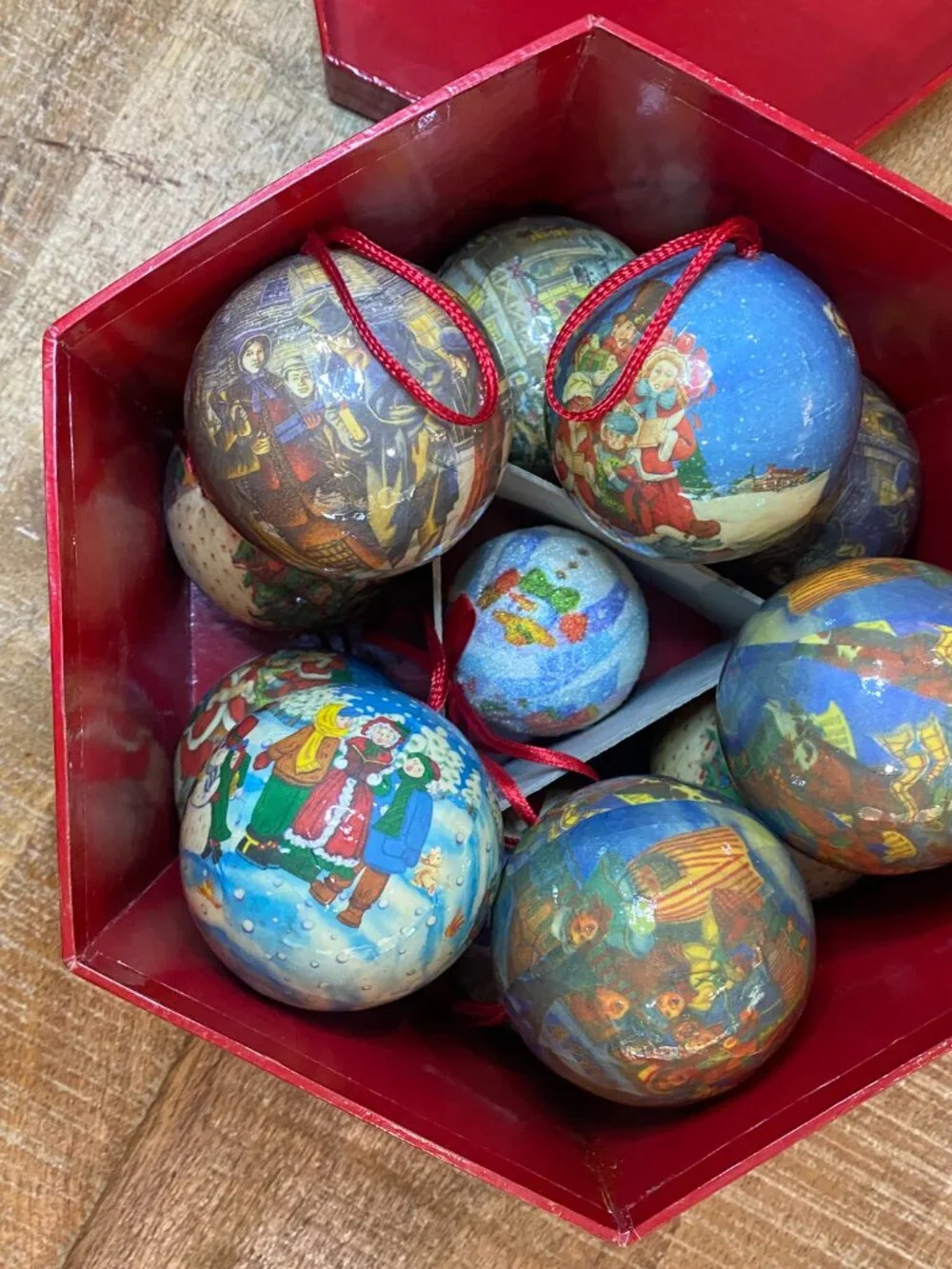 JCPenney Christmas Collectibles Paper Ball Ornaments Set 9 Victorian Scenes